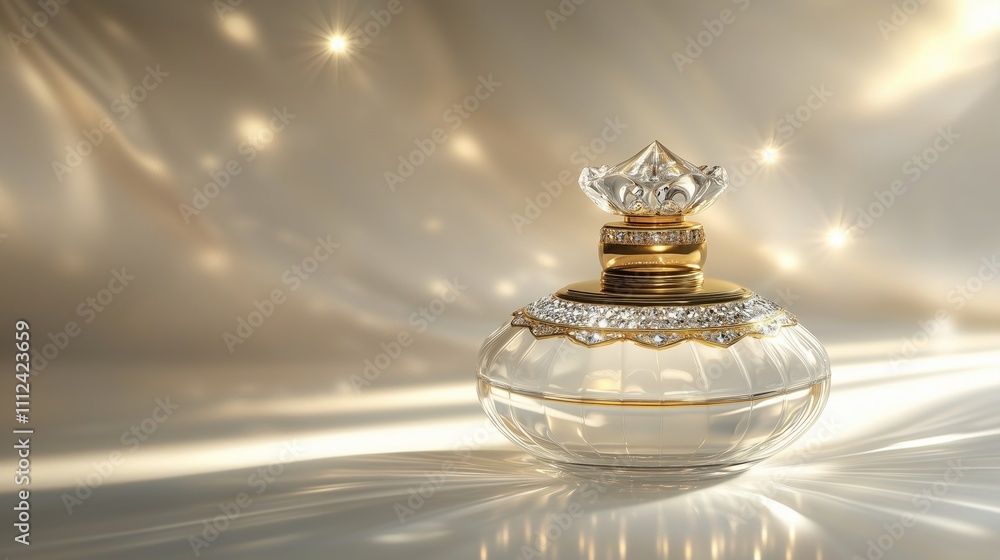 A luxury perfume bottle, with intricate gold detailing and an elegant design. A luxury perfume bottle, with intricate gold detailing and an elegant design.