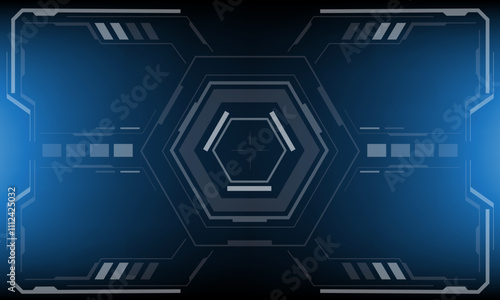 HUD sci-fi interface screen view white circular geometric design virtual futuristic technology creative display on blue vector