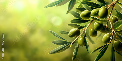  Olive Tree Branch with Green Olives and Sunlight photo