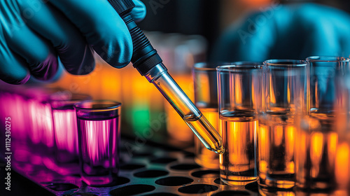Scientist Using Pipette to Transfer Liquid in Laboratory Test Tubes