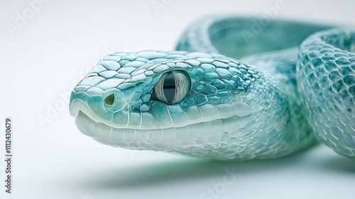 Close-up of a Serene Blue-green Snake