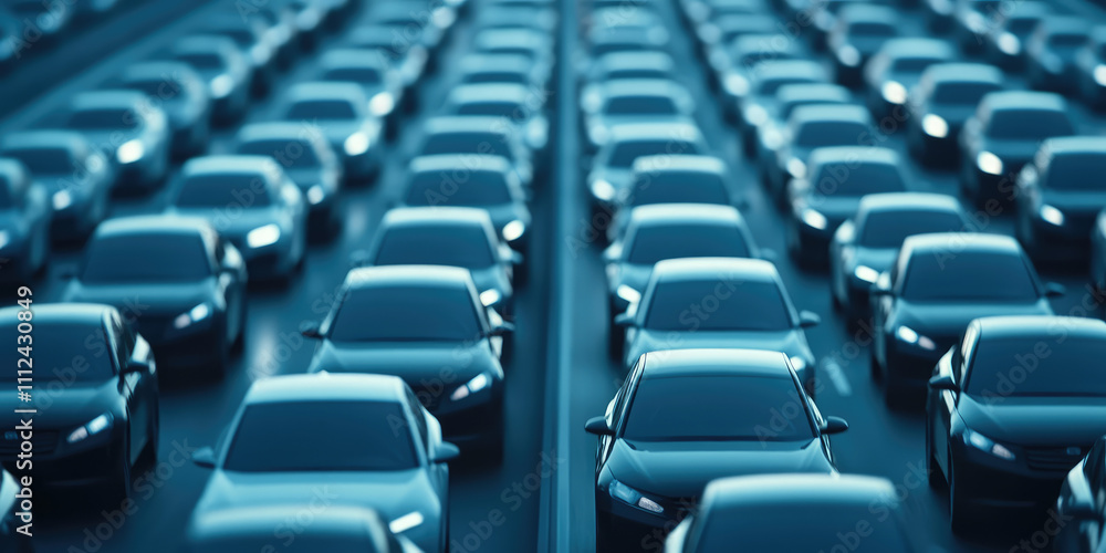 Traffic jam, rush hour, cars lined up on the highway Traffic jam, rush hour, cars lined up on the highway