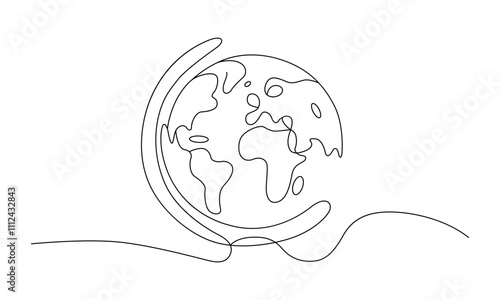 One line art of globe vector art illustration
