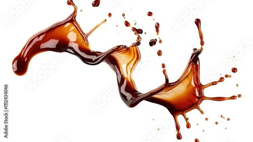 Balsamic sauce liquid or soy sauce splash isolated on white background, food stock photo
