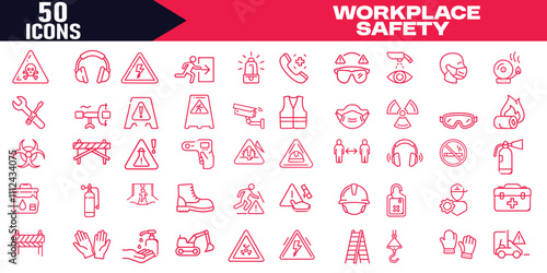 Workplace Safety, Equipment Check, Protective Gear, Danger Alerts Pixel Perfect Vector Illustration.