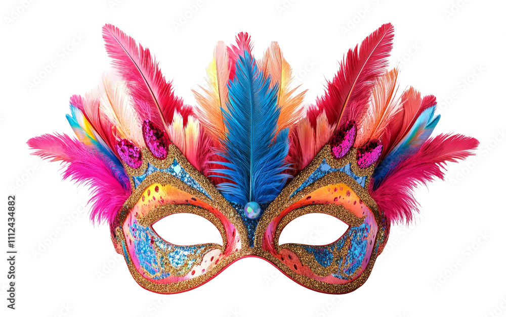 Colorful Carnival Mask with Feathers and Glitter Colorful Carnival Mask with Feathers and Glitter