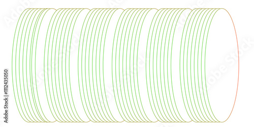 Abstract Cylinder Illustration with Gradient Lines. Harmonic Geometry with Circular Gradient Patterns.  A Modern Gradient Creation. Geometric Precision with Abstract Linework in Gradient.