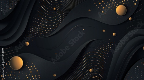 Black abstract background with gold dots