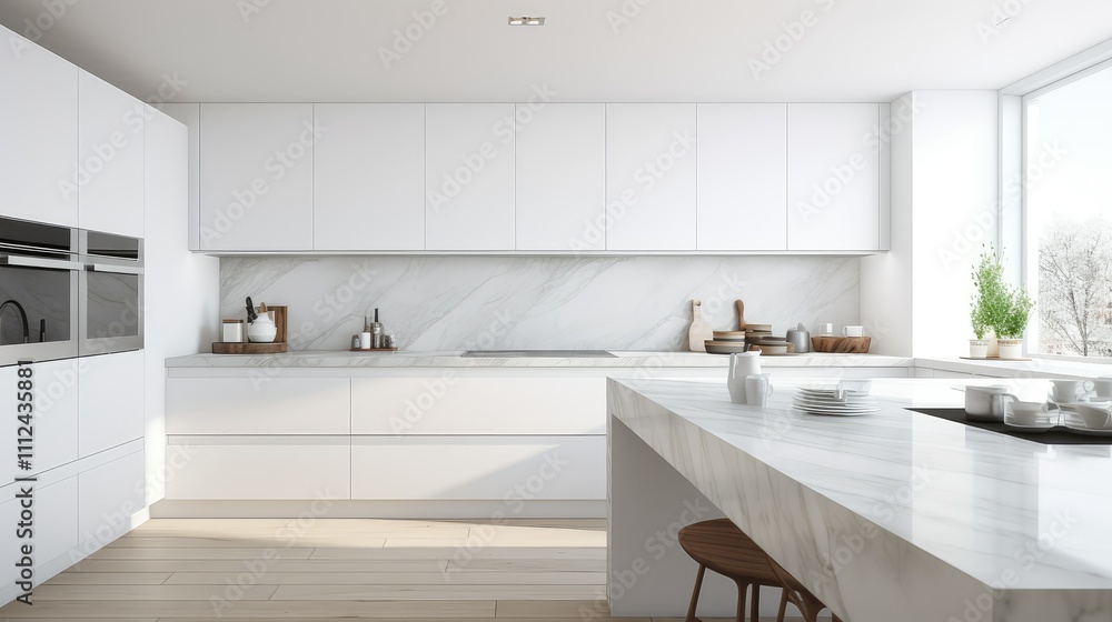 Fototapeta premium minimalist white background kitchen