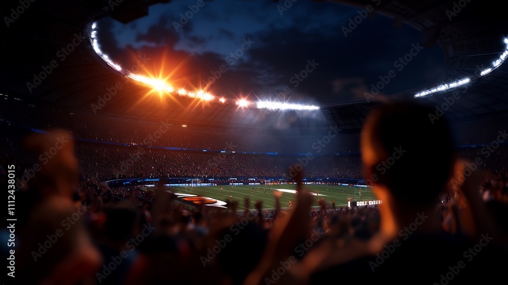 Fototapeta premium Night Football Game: A Stadium Filled with Passionate Fans