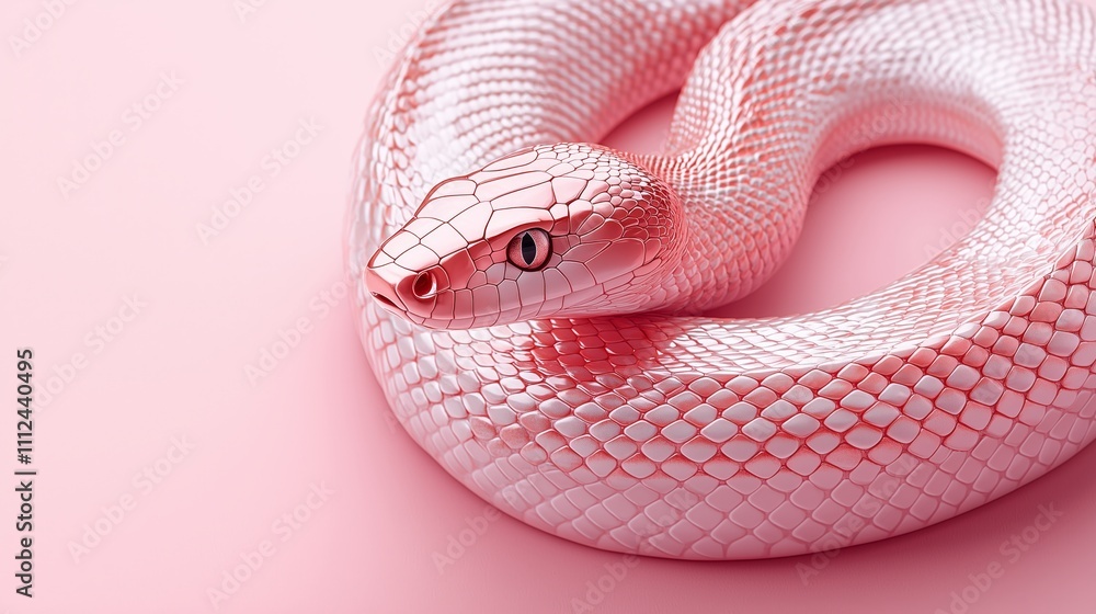 Fototapeta premium Pink Snake on Pink Background with Smooth Texture