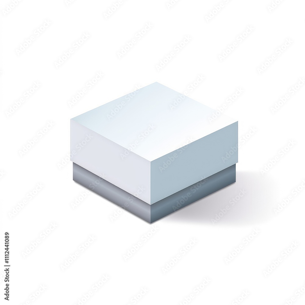 White square box with grey base, isolated. White square box with grey base, isolated.