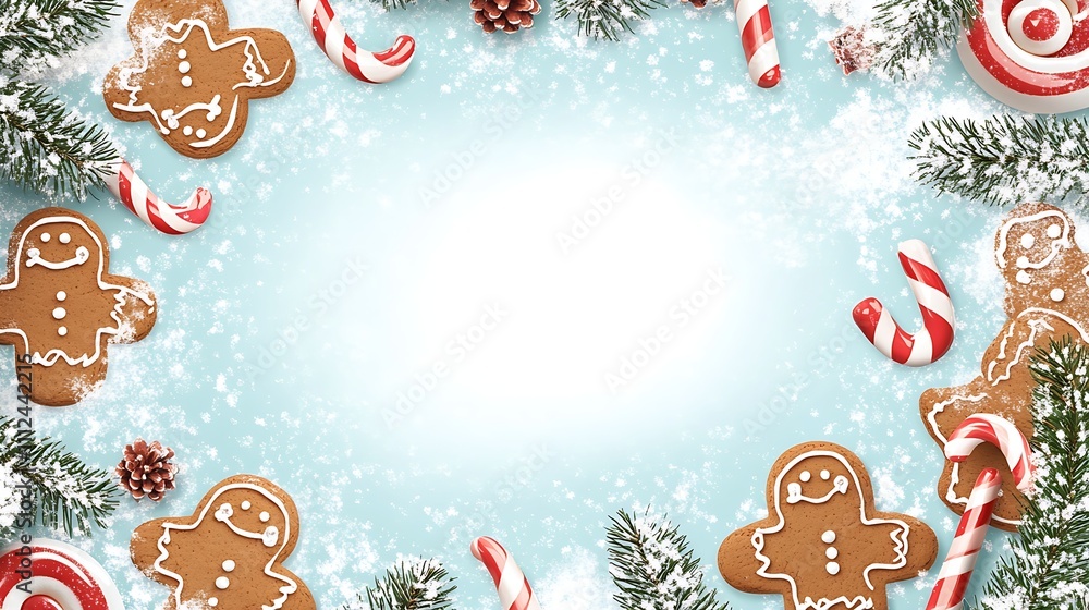 Gingerbread Cookies and Candy Cane Frame Gingerbread Cookies and Candy Cane Frame