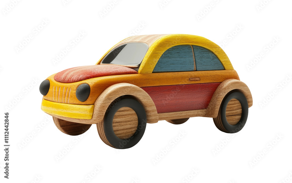 Colorful Wooden Toy Car on Transparent Background Colorful Wooden Toy Car on Transparent Background