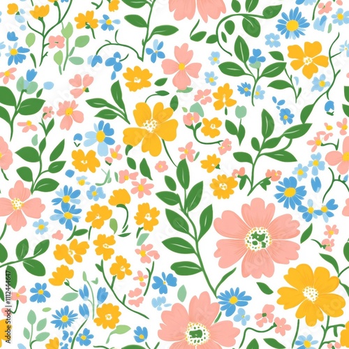 Vetor seamless floral colorful pattern on a white background