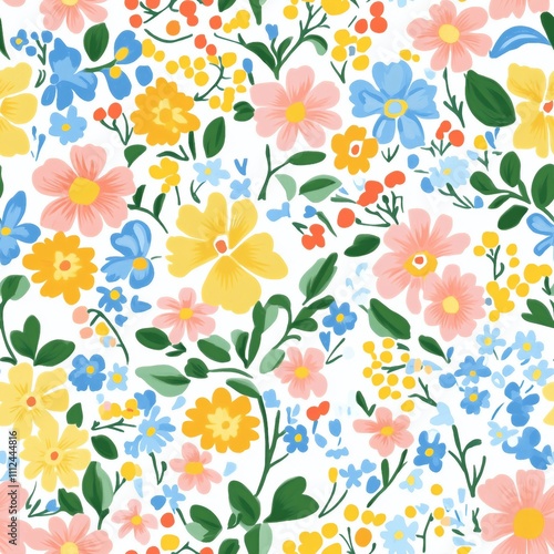 Vetor seamless floral colorful pattern on a white background