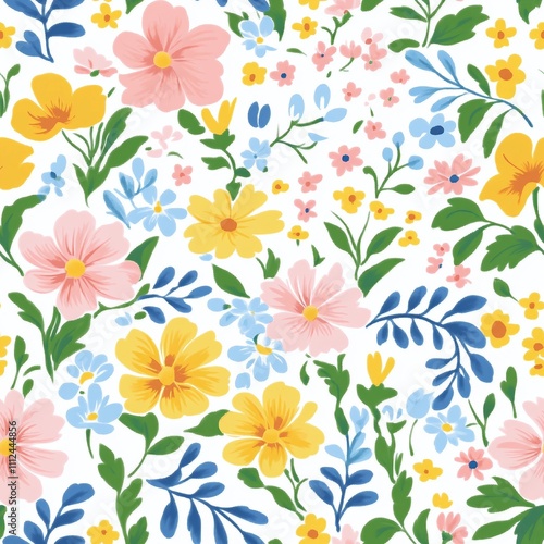 Wallpaper Mural Vetor seamless floral colorful pattern on a white background Torontodigital.ca