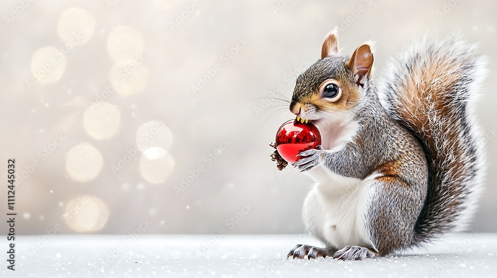 Cheerful Squirrel with Christmas Baubles Cheerful Squirrel with Christmas Baubles