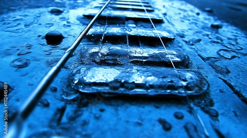 Frozen Guitar Strings Underneath Icy Water photo