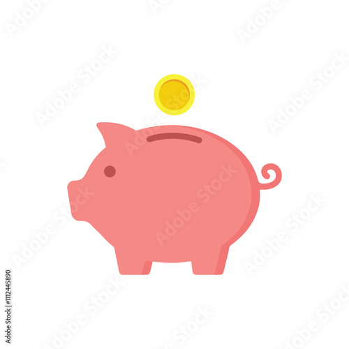 Piggy bank icon. Piggy bank saving money symbol isolated on transparent background, Piggy bank PNG