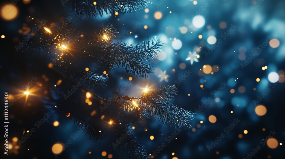 A Blue Background with Glowing Christmas Tree Lights and Stars
A Blue Background with Glowing Christmas Tree Lights and Stars