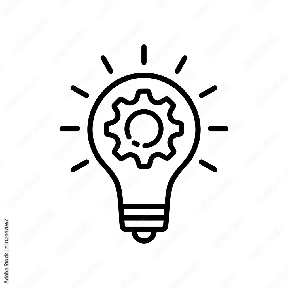 Light bulb innovation icon. Light bulb and cog inside. inspiration symbol isolated on transparent background, innovation PNG Light bulb innovation icon. Light bulb and cog inside. inspiration symbol isolated on transparent background, innovation PNG