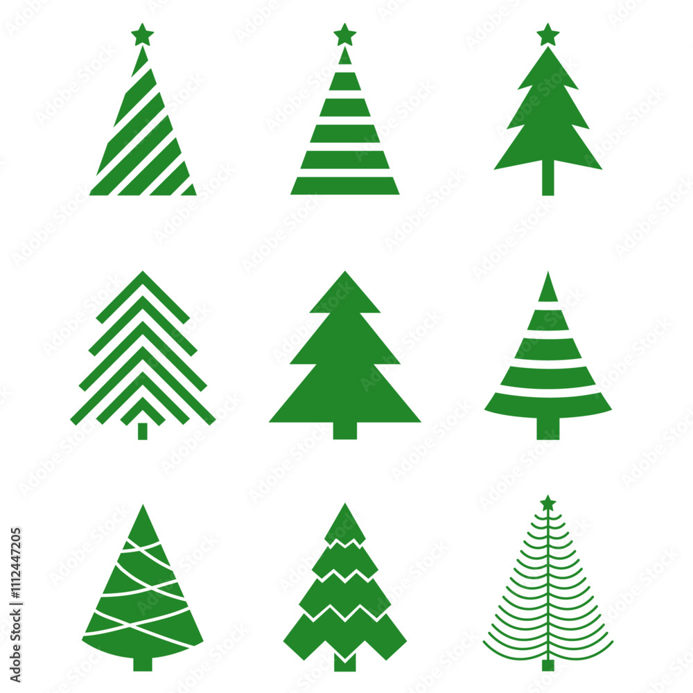set of green christmas tree vector illustration christmas icon tree set of green christmas tree vector illustration christmas icon tree