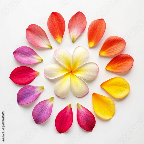 Colorful flower petals arranged in circular pattern