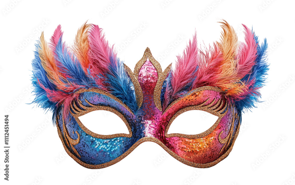 Colorful Masquerade Mask with Feathers and Sparkles Colorful Masquerade Mask with Feathers and Sparkles