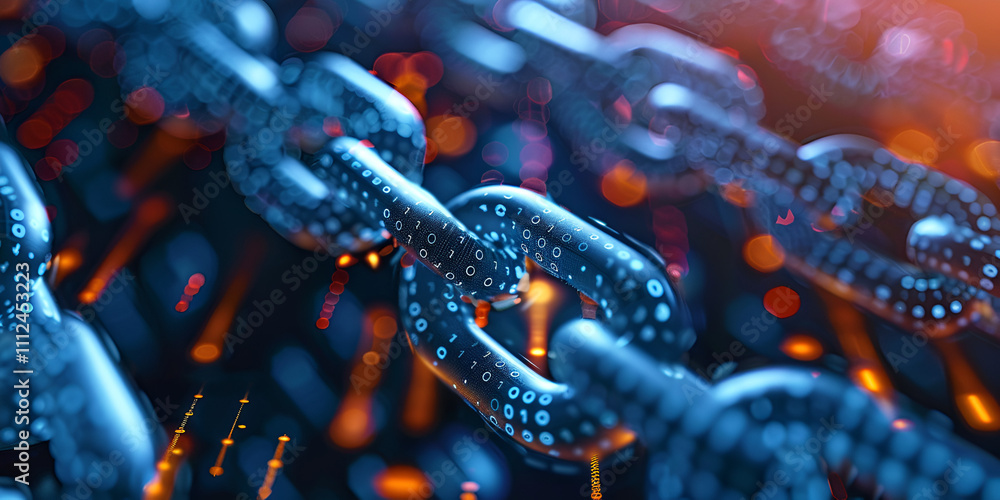 A close-up view of a chain illuminated by a soft, glowing light, highlighting its intricate details and texture, Concept Cybersecurity Data Privacy Network Protection A close-up view of a chain illuminated by a soft, glowing light, highlighting its intricate details and texture, Concept Cybersecurity Data Privacy Network Protection
