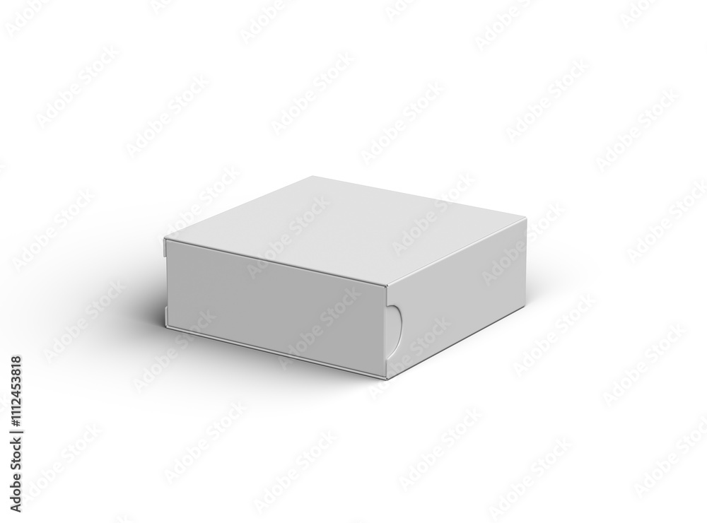 Naklejka premium Rendered image of a square sliding drawer box on a light background