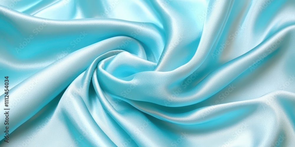 Obraz premium Elegant blue satin fabric with rich folds and soft glowing highlights emphasizing texture.