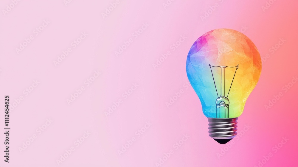 A colorful, artistic light bulb against a soft pink background, symbolizing creativity and inspiration. A colorful, artistic light bulb against a soft pink background, symbolizing creativity and inspiration.