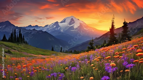 wildflowers orange and purple background