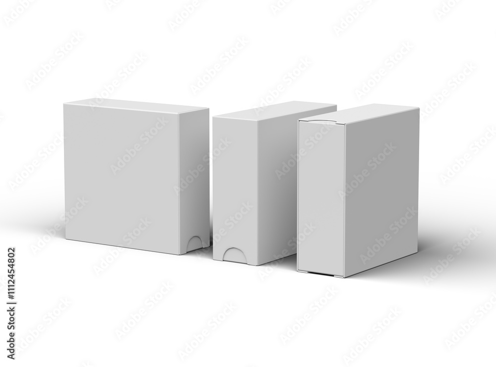 Rendered image of a square sliding drawer box on a light background Rendered image of a square sliding drawer box on a light background