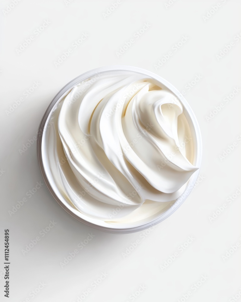 This overhead photograph captures the soft, fluffy white cream carefully swirled into a harmonious pattern, suggesting freshness, purity, and indulgence. This overhead photograph captures the soft, fluffy white cream carefully swirled into a harmonious pattern, suggesting freshness, purity, and indulgence.