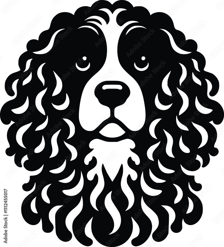 Black and White Illustration of American Water Spaniel Black and White Illustration of American Water Spaniel