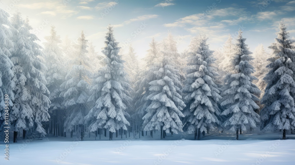 Fototapeta premium winter snow landscape pine trees