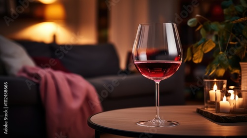 livingroom wine glass at home photo