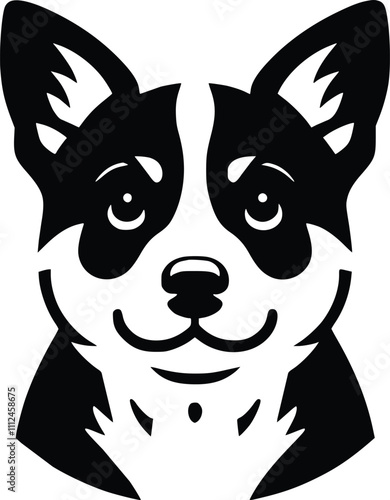 Black and White Illustration of an Australian Cattle Dog photo