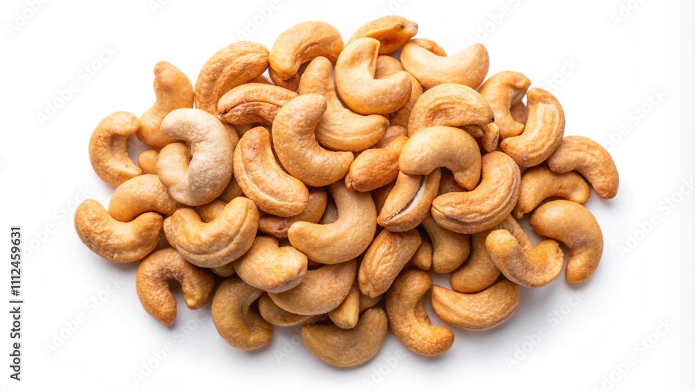 Fototapeta premium Salted cashew nuts isolated on white background, top view 