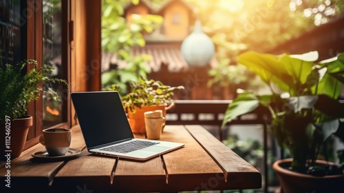 workspace laptop on table