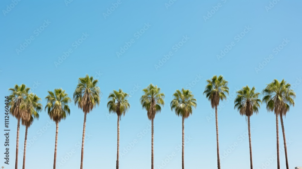 Fototapeta premium green palm tree row