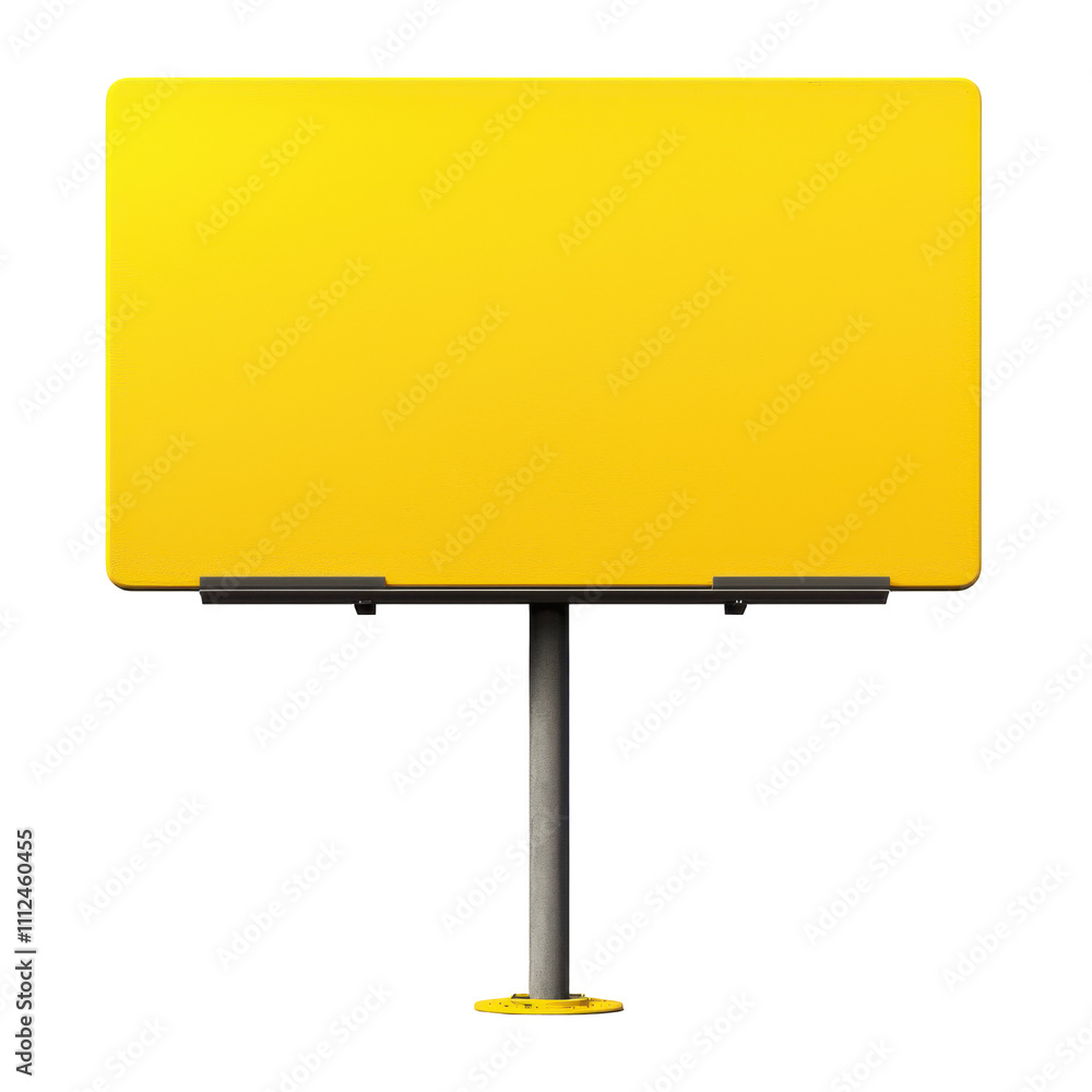Fototapeta premium Blank Yellow Billboard Isolated on PNG Transparent Background