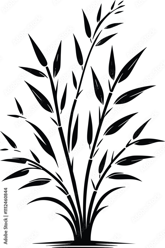 Naklejka premium Black and White Illustration of a Bamboo Stalk