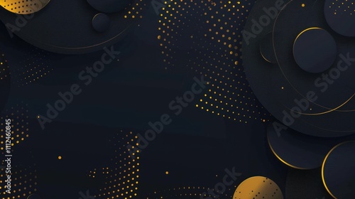 Black abstract background with gold dots