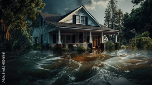 rural house in flood photo