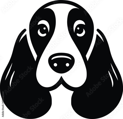 Black and White Illustration of a Basset Hound