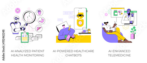 AI technology in Healthcare abstract concept vector illustrations.