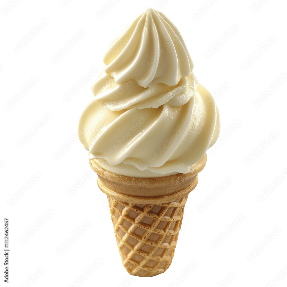Vanilla Soft Serve Ice Cream Cone Isolated on PNG Transparent Background Vanilla Soft Serve Ice Cream Cone Isolated on PNG Transparent Background